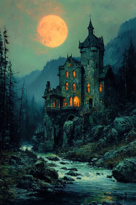 Gothic Landscape, Castle Painting, Dark Castle, Book Wallpaper, Pretty Landscapes, Fantasy Castle, Dark Art Illustrations, Best Sites, Fantasy Illustration