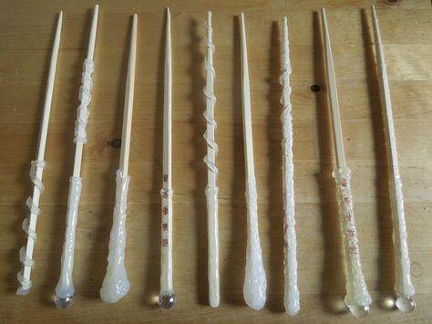 Chopstick Wands Diy, Homemade Wands Harry Potter, Chopstick Wands, Custom Harry Potter Wands, Homemade Wands, Harry Potter Movie Quotes, Harry Potter Theme Birthday Party, Diy Wands, Diy Harry Potter Wands