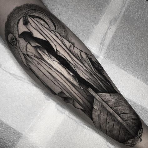 River Styx Tattoo, Charon Tattoo, Greek God Tattoo, Grim Reaper Tattoo, Greek Mythology Tattoos, X Tattoo, God Tattoos, Mythology Tattoos, Red Tattoos