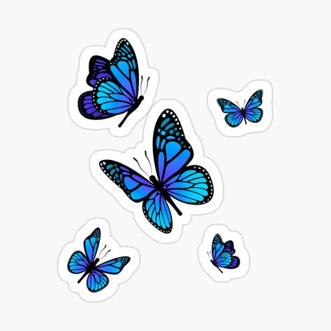 Dark Blue Stickers Aesthetic, Blue Butterflies Aesthetic, Aesthetic Stickers Blue, Butterfly Stickers Aesthetic, Dark Blue Stickers, Aesthetic Light Blue, Butterflies Aesthetic, Preppy Stickers, Sticker Aesthetic