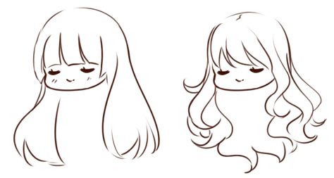 How to draw and color anime hair | Art Rocket Chibi Bangs Hair, Chibi Straight Hair, Cartoon Female Hair, Cute Bangs Drawing, Chibi Hairstyles Reference, Hair Female Reference, Straight Hair With Bangs Drawing, Hair Ideas Reference, Chibi Hair Female