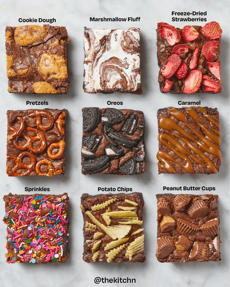 Brownie With Sprinkles, Single Brownie Packaging, How To Package Brownies, Brownies Toppings Ideas, Different Sweets, Brownie Toppings Ideas, Brownies With Toppings, Reese Brownies, Brownie Topping Ideas