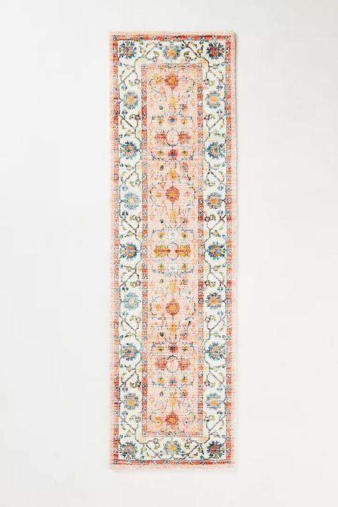 New Summer Home and Furniture Décor | AnthroLiving Colorful Runner Rug, Anthropologie Rug, Floral Runner Rug, Area Rug Pad, Floral Runner, Printed Rug, Decor Storage, Natural Fiber Rugs, Pink Fits