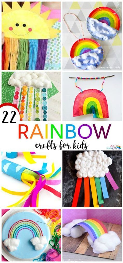 22 Rainbow Kids Crafts Rainbow Kids Crafts, Rainbow Craft Ideas, Rainbow Crafts For Kids, God's Rainbow, Diy With Kids, Rainbow Craft, April Crafts, Spring Crafts For Kids, Rainbow Crafts