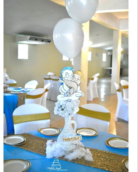 Hercules Centerpiece, Hercules Themed Birthday Party, Hercules Birthday Party For Boys, Baby Hercules Party, Hercules Theme Party, Hercules Birthday Party, Hercules Party, Hercules Baby Shower Theme, Vintage Baby Boy Clothes