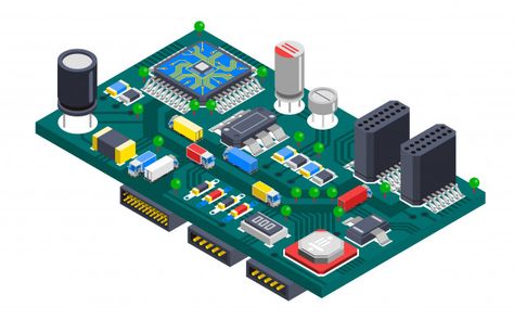 Circuit board isometric concept Free Vec... | Free Vector #Freepik #freevector #abstract #computer #art #mother Electronics Illustration, Circuit Components, Electronic Circuit Board, Electronics Logo, Isometric Drawing, Computer Chip, Electronic Circuit, Electronic Engineering, Electronics Design