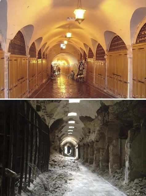 10+ Before-And-After Pics Reveal What War Did To The Largest City In Syria Syria Before And After, Aleppo Syria, Before And After Pictures, Abandoned Buildings, Old City, Abandoned Places, Syria, Olympia, Kale