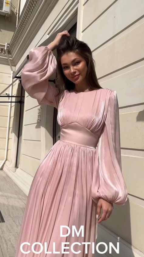 Pink Birthday Dress Modest, Dresses To Wear To A Wedding Hijab Simple, Elegant Silk Dress Classy, Evening Dresses For Weddings Classy, Elegant Dresses Classy Modest, Graduation Dress University, Event Dresses Classy, Hijabi Dresses, Elegant Silk Dresses