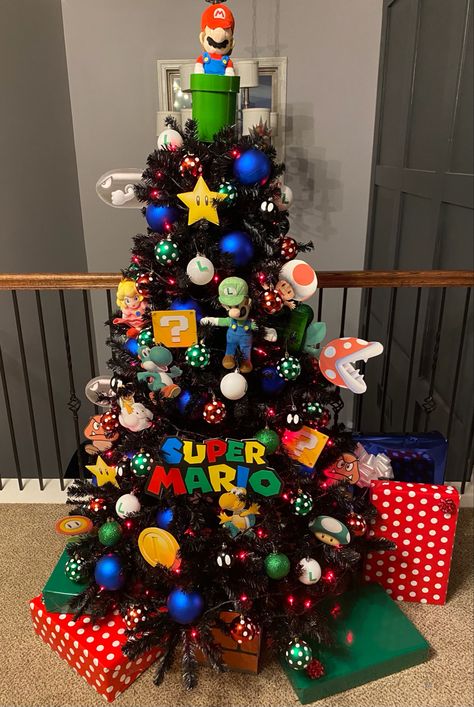 Mario Xmas Tree, Mario Themed Christmas Tree, Mario Brothers Christmas Tree, Nintendo Christmas Tree, Super Mario Bros Christmas Tree, Video Game Christmas Tree, Mario Bros Christmas Tree, Super Mario Christmas Tree, Mario Christmas Tree