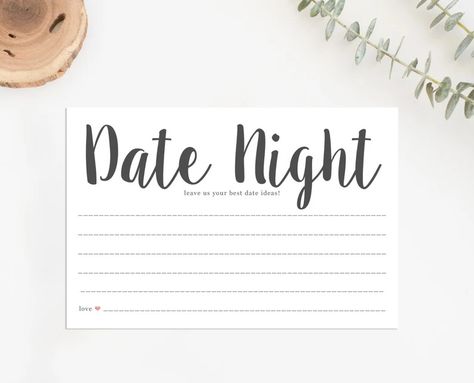 Printable Date Night Cards, Printable Bridal Shower Game, Date Night Ideas Cards, Date Night Cards, Bridal Shower Games - Etsy Canada Game Date, Bridal Party Games, Kate Spade Bridal Shower, Beach Bridal Showers, Printable Bridal Shower Games, Night Book, Date Night Ideas, Card Templates Free, Cards Printable