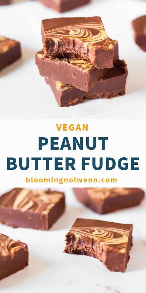 Healthy Chocolate Peanut Butter Fudge, Dairy Free Fudge Recipes, Vegan Peanut Butter Fudge, Fudge Healthy, Simple Vegan Dessert, Dairy Free Fudge, Vegan Chocolate Peanut Butter, Gluten Free Fudge, Vegan Fudge