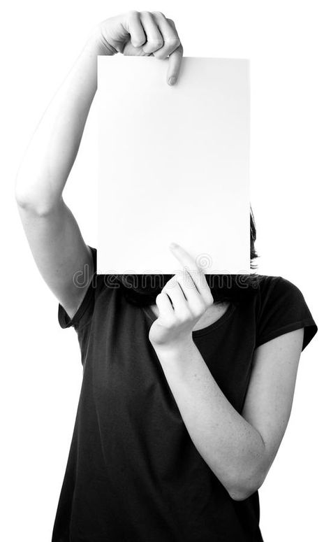 Woman with Blank Paper. A woman holding a blank sheet of paper before her face o , #AFF, #woman, #holding, #Paper, #Woman, #Blank #ad Holding Paper Pose, Woman Holding Paper, Blank Sheet Of Paper, Concept Sheet, Holding Paper, Fake Ft Call, Human Reference, Standing Poses, Blank Paper