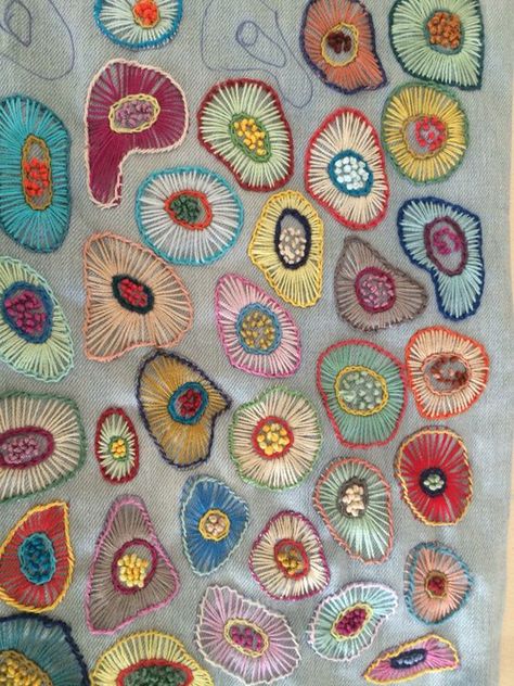 Abstract Embroidery, Textile Art Embroidery, Hand Embroidery Projects, Pola Sulam, 자수 디자인, Sewing Embroidery Designs, Hand Embroidery Art, Sewing Art, Stitching Art