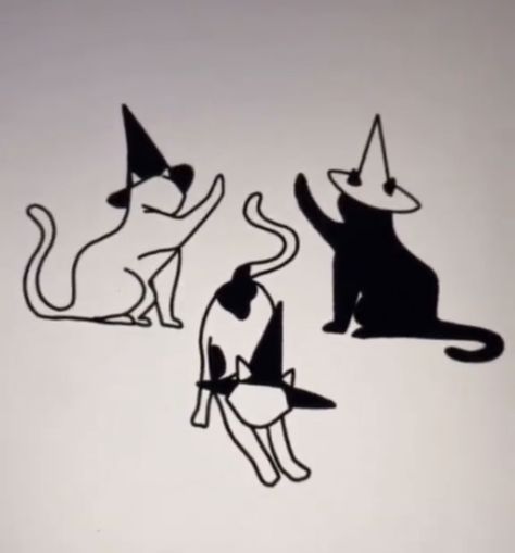 3 Cats Tattoo, Tuxedo Cat Tattoo, Cats Tattoo, 3 Cats, Black Kitten, Tuxedo Cat, Couple Tattoos, Cat Tattoo, Cat House