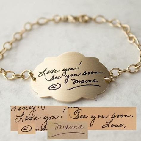 Handwritten Jewelry, Diamond Carat Size, Shiny Bracelets, Handwriting Bracelet, Engraved Handwriting, Diamond Bracelet Design, Handwriting Jewelry, Jewelry Staples, Classic Bracelets