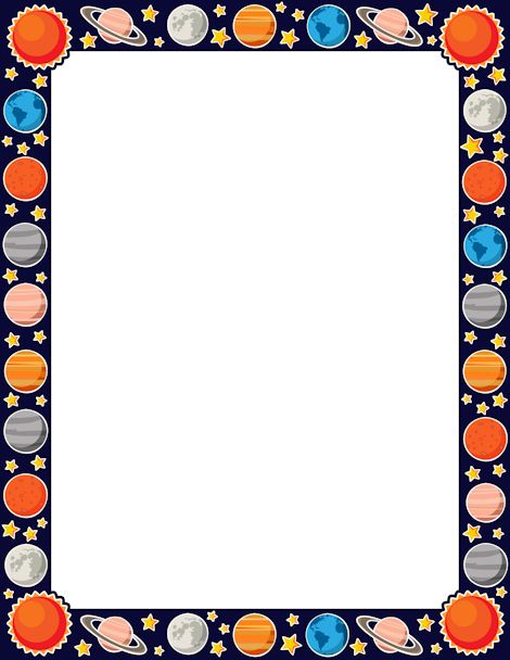 Planet border. FREE printable Free School Borders, Printable Page Borders, Page Borders Free, Trin For Trin Tegning, School Border, Printable Border, Scrapbook Frames, Border Templates, School Frame