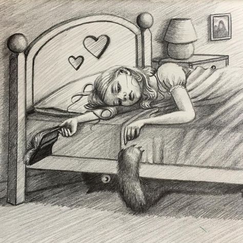 Jess Mulholland on Instagram: “For today’s prompt #monster . The under the bed kind. This one is actually friendly but super shy so only ever puts its hand out to show he…” Monster Under The Bed Drawing, Monster Under The Bed Art, Monster Under Bed, Bed Kind, Monsters Under The Bed, Bed Drawing, Ap Portfolio, Monster Under The Bed, The Darkest Minds