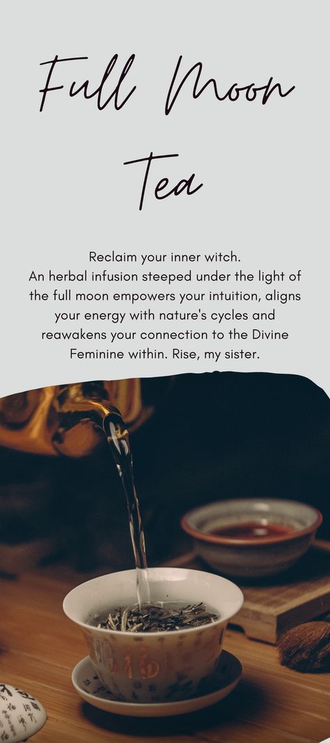 New Moon Tea Recipe, Bedtime Tea Recipes, Herbal Tea Blends Recipes, Moon Tea Recipe, Witchcraft Tea, Tea Witchcraft, Full Moon Tea, Tea For Health, Tea Meditation