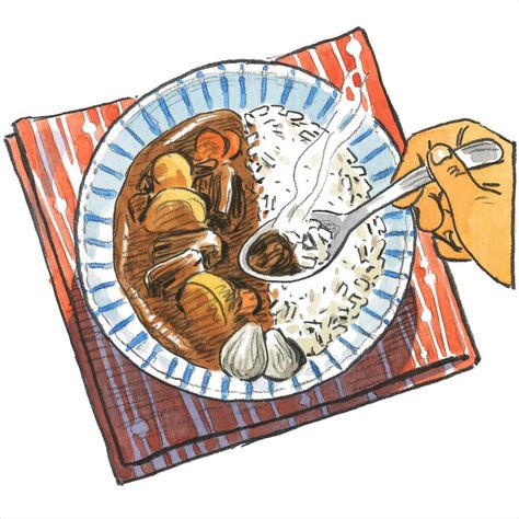 Illustration for @carbone.ink online article about #Japanese #curry #rice -> http://carbone.ink/chroniques/curry-japonais-kare-raisu… Kare Raisu, Japanese Curry Rice, Japanese Food Art, Kare Kare, Japanese Curry, Curry Rice, Japanese Drawings, Food Illustration Art, Japanese Rice