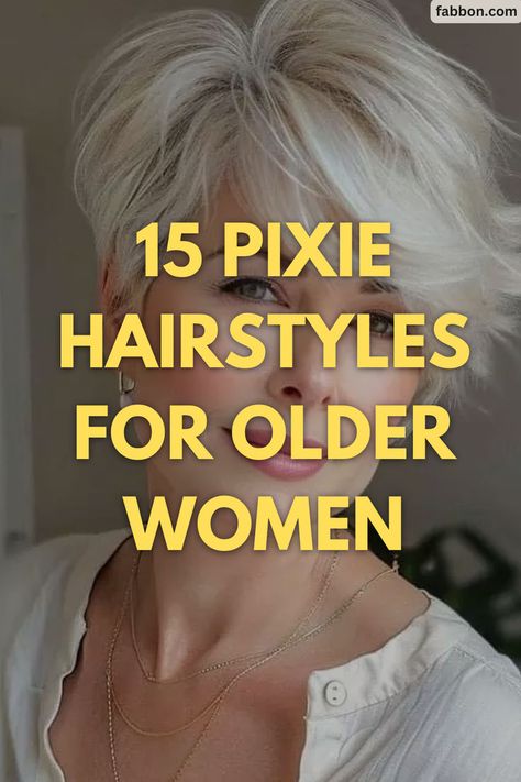 pixie haircuts for older women Short Women’s Pixie Cut, Short Pixie Haircuts For Women Over 50, Short Silver Hair Pixie Cuts Older Women, Pixie Haircut For Older Women Over 60, Styling A Pixie Haircut Tutorial, Womens Pixie Haircut, Haircuts For Thinning Hair For Women, Short Pixie Hairstyle Women, Short Hair Cuts For Women Pixie