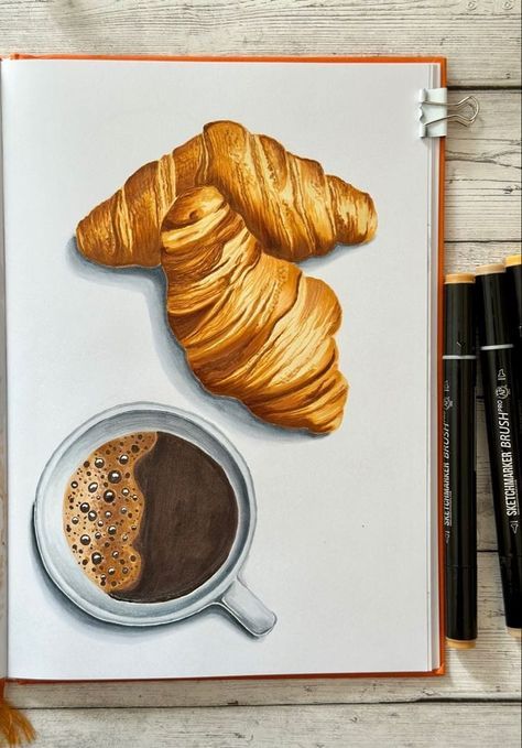 Copic Marker Drawings Ideas, Realistic Colored Pencil Drawings, Color Markers Art, Colored Pencil Artwork Ideas, Copic Marker Drawings, Canon 5d Mark Ii, Markers Drawing Ideas, Food Art Painting, Copic Marker Art