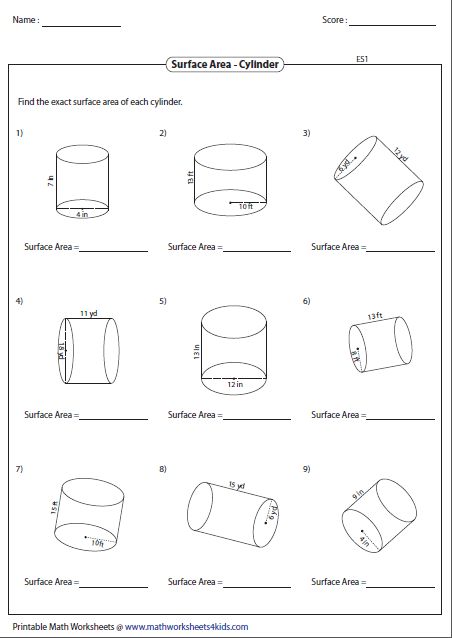 Volume Of A Cylinder, Area And Perimeter Worksheets, Volume Worksheets, Volume Math, Area Worksheets, Area Perimeter, Perimeter Worksheets, Homework Worksheets, Math Sheets