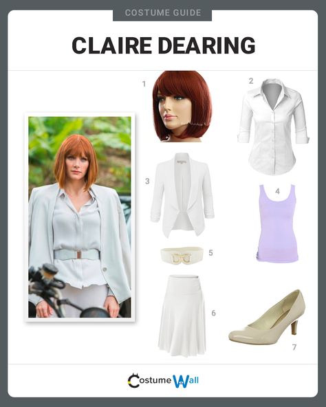 Played by Hollywood offspring, Bryce Dallas Howard, Claire Dearing offers us a stylish figure to cosplay. Claire Dearing Costume, Claire Jurassic World, Costumes For Redheads, Women With Red Hair, Jurassic Park Costume, Red Head Halloween Costumes, Redhead Costume, Costume Wall, Claire Dearing