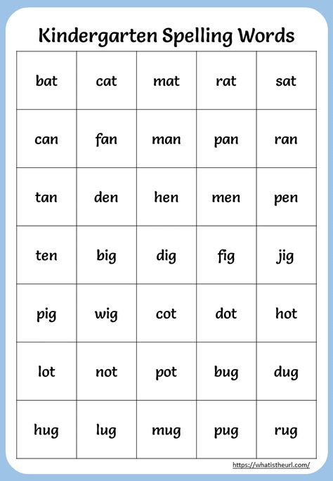 Kindergarten Spelling Words Spelling Word Activities Kindergarten, Spelling Test Kindergarten, Kindergarten Weekly Spelling Words List, Spelling For Preschoolers, Preschool Spelling Words, Spelling Words Kindergarten, Kindergarten Words List, Spelling Words For Kindergarten, Kindergarten Spelling Words List