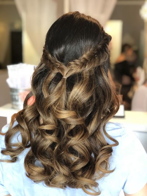 Braided Bun Wedding, Bun Wedding Hairstyles, Boho Prom Hair, Curled Prom Hair, Curled Hair With Braid, Tenerife Sea, Bun Wedding, Cute Prom Hairstyles, Boho Prom