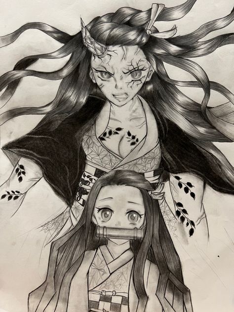 Nezuko Demon Form Sketch, Nezuko Art Sketch, Nezuko Drawing Sketch, Nezuko Sketch, Drawing Nezuko, Nezuko Drawing, Drawing Instructions, Drawing Books, Anime Drawing Books