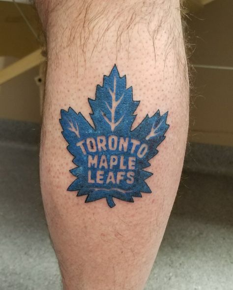 Toronto Maple Leaf Tattoo, Leaf Tattoo Ideas, Maple Leaf Tattoos, Hockey Tattoo, Tattoo Prints, Tattoo Toronto, Places For Tattoos, Dad Tattoo, Leaf Tattoo