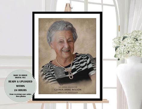 A digital painting from a photo for a funeral memorial service custom portrait painting Custom Portrait Painting, Digital Painting Portrait, Painting Portrait, Photo Gift, Custom Portrait, Custom Portraits, Cemetery, Portrait Painting, Etsy Australia