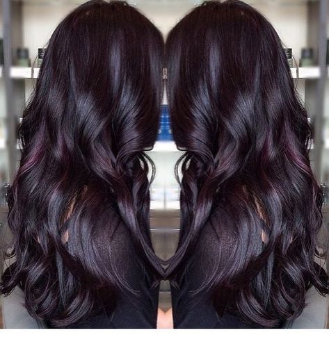 Pelo Color Borgoña, Dark Purple Hair, Plum Hair, Violet Hair, Purple Highlights, Dark Violet, Violet Color, Burgundy Hair, Hair Color And Cut