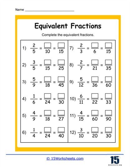 Equivalent Fractions Worksheets - 15 Worksheets.com Equivalent Fractions Worksheet, Teaching Map Skills, Worksheets For Grade 5, Numerator And Denominator, Teaching Maps, Finding Equivalent Fractions, Understanding Fractions, Addition Of Fractions, Operations With Fractions