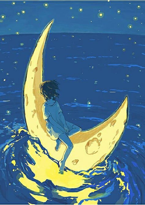 Boat On The Ocean, Moon Boat, Moon Drawing, On The Ocean, Wattpad Stories, Crescent Moon, The Ocean, Crescent, The Moon