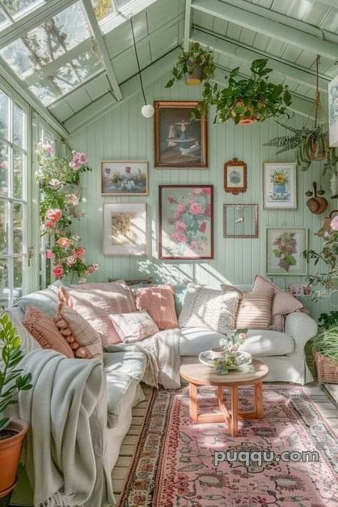 Cottagecore Home Decor Ideas, Wall Gallery Ideas Living Room, Cottagecore Lounge, Summer Cottage Aesthetic, Summer House Interior, Summer House Interiors, Pastel Cottage, Home Aesthetics, Dorm Wall Decor