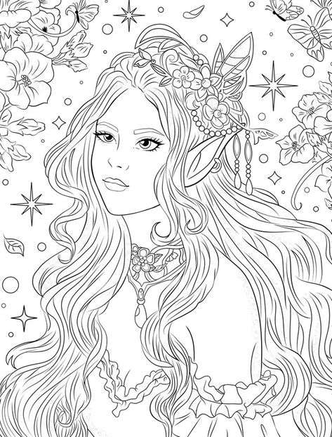 #fairycoloringpagesforadults #fairycoloringpagesforgrowups #fairycoloringbook #Fairycoloringpagesforadults #fairrycoloringbookfor women Fairy Coloring Pages For Adults, Book For Women, Queen Drawing, Fairy Coloring Pages, Fairy Queen, Book Enthusiast, Fairy Coloring, Fairies Elves, Beautiful Fairies