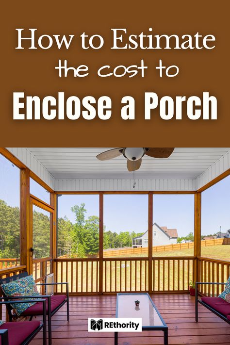 Are you looking to add an extra room to your property by enclosing a porch? Enclosing a porch can be a great and cost-effective way of adding extra space to your home, but estimating the cost can be a challenge. In this guide, we'll show you how to get a fair and accurate estimate of the cost to enclose your porch. Enclosing A Porch, Enclose A Porch, Enclosed Front Porches, Four Season Sunroom, Porch Enclosures, Four Seasons Room, Screened Porch Designs, Thunder Mountain, Backyard Sanctuary