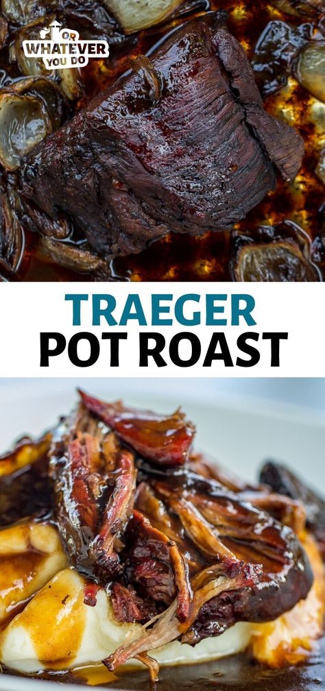 Smoked Pot Roast Traeger, Traeger Pot Roast, Smoked Pot Roast, Trager Grill, Traeger Smoker Recipes, Pot Roasts, Traeger Cooking, Smoked Recipes, Traeger Grill Recipes