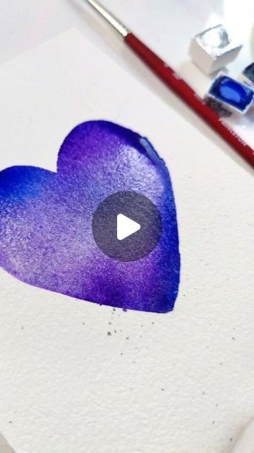 Watercolor Pencil Art, Heart Watercolor, Watercolor Beginner, Learn Watercolor, Gold Watercolor, Heart Drawing, Watercolor Heart, Watercolor Ideas, Easy Watercolor