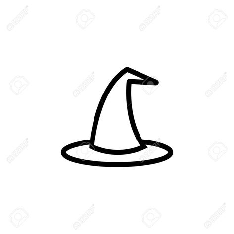 Simple Witch Hat Drawing, Cartoon Witch Hat, Witch Hats Drawings, Witch Hat Outline, Cute Witch Hat Drawing, How To Draw A Witch Hat, Which Hat Drawing, Simple Witch Drawing, Witch Hat Tattoo Ideas