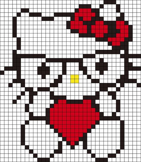 Kandi Patterns for Kandi Cuffs - Characters Pony Bead Patterns Peeler Beads Patterns Hello Kitty, Hello Kitty Pixel Pattern, Hello Kitty Fuse Bead Pattern, Hello Kitty Perler Beads Pattern, Sanrio Beads, Stitch Perler Bead Pattern, Hello Kitty Cross Stitch, Hello Kitty Perler Beads, Kitty Cross Stitch