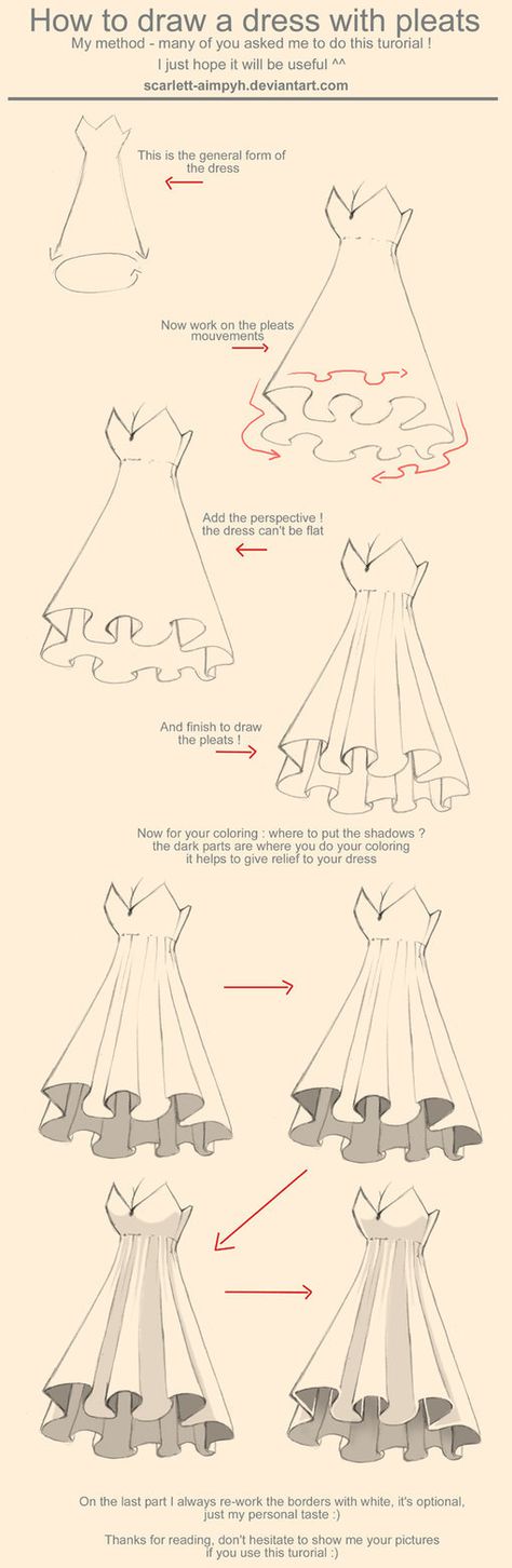 How to Art — Tutorial : dress with pleats by Scarlett-Aimpyh Poses References, Guided Drawing, Drawing Clothes, Drawing Tutorials, Art Tips, Drawing Tips, Drawing Techniques, Learn To Draw, Design Sketch