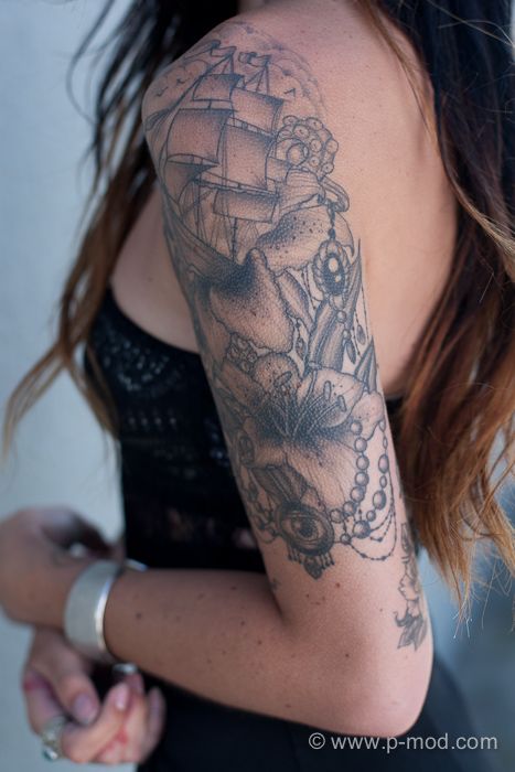 my arm. tiger lilies, tentacles, pearls, a boat and an eye. Charmaine Olivia, Tiger Lilies, Diy Tattoo, Real Tattoo, Grey Tattoo, Skin Art, Piercing Tattoo, Love Tattoos, Big Tattoo