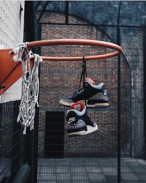 Shoes Air Jordans, Jordan 3 Retro, Black Cement, Air Jordan 3 Retro, Shoes Air, Basketball Hoop, Air Jordan 3, Jordan 3, The Net