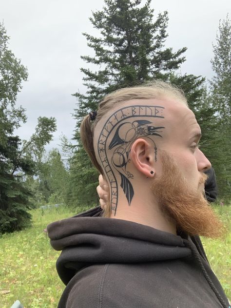 Viking Head Tattoo, Head Tattoo Design, Viking Tattoos For Men, Traditional Viking Tattoos, Viking Head, Earthy Tattoos, Cactus Tattoo, Ancient Tattoo, Head Tattoo