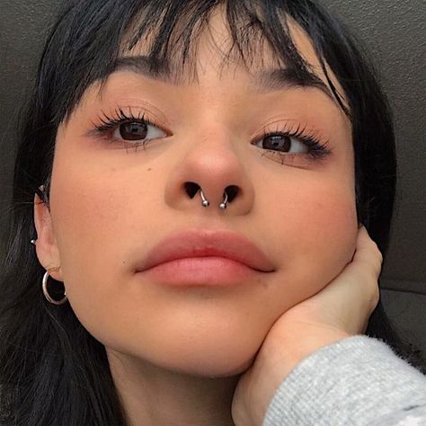 Piercing Septum, Septum Piercing, Piercings, Close Up, A Woman