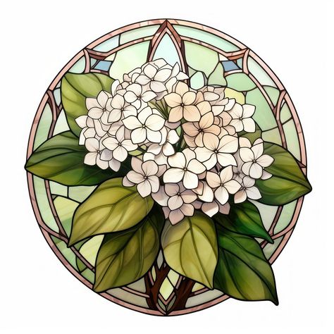 Hydrangea Art, Hydrangeas Art, Hydrangea Painting, Geometric Chandelier, Shape Geometric, White Hydrangea, Hydrangea Flower, Flower Plant, Stained Glass Patterns