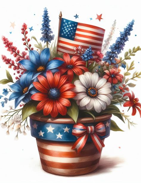 Usa Patriotic Art, Patriotic Watercolor Paintings, Americana Watercolor, Memorial Day Clipart Free, Patriotic Art Ideas, Patriotic Clipart, Patriotic Borders And Frames, Happy July 4th Images, July Images