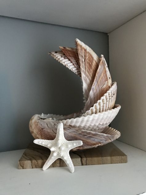 Scoici Ideas, Things To Do With Sea Shells Diy, Sea Shell Crafts Diy Decor, Seashell Crafts Diy Home Decor, What To Do With Sea Shells, Seashell Crafts Diy, Wine Bottle Crafts With Lights, Clam Shell Art, Crafts With Lights